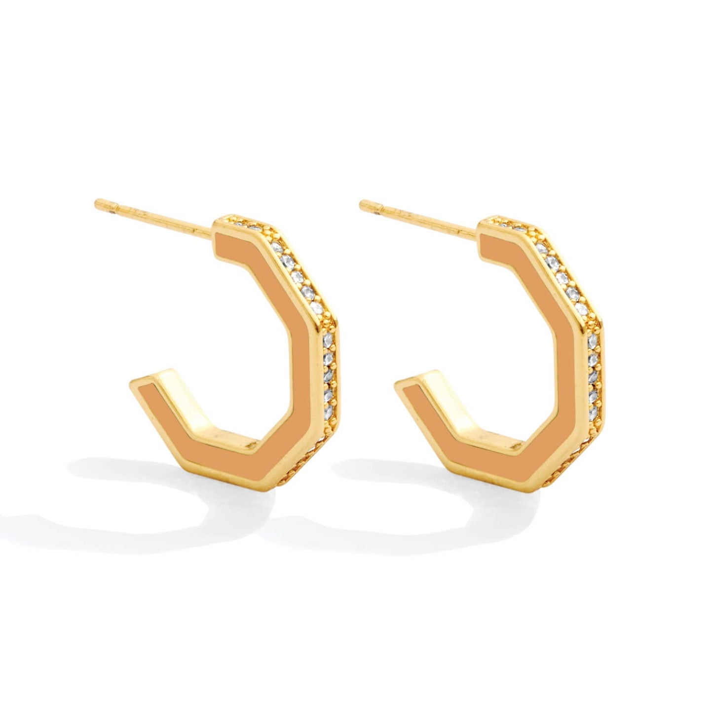 Pave Colorful Hexagon Earrings
