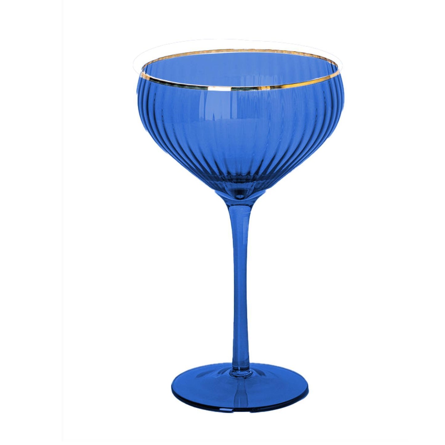 Glass Coupe Ribbed Blue