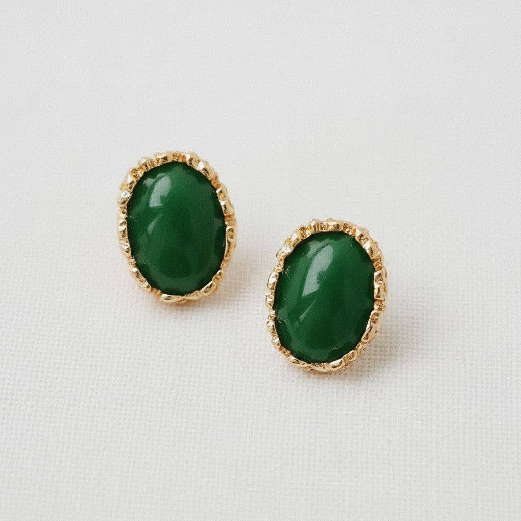 Dramatic Oval Gemstone Drop Earrings