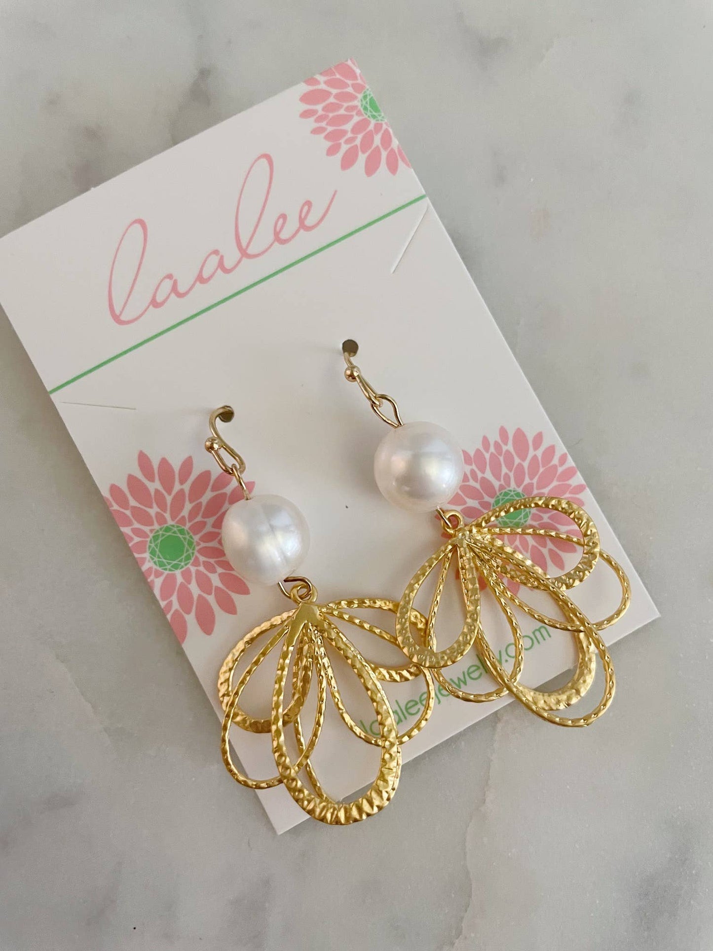 Pearl Feather Fan Earring