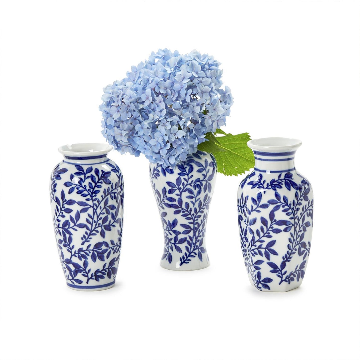 Hand-Painted Blue and White Chinoiserie Vase