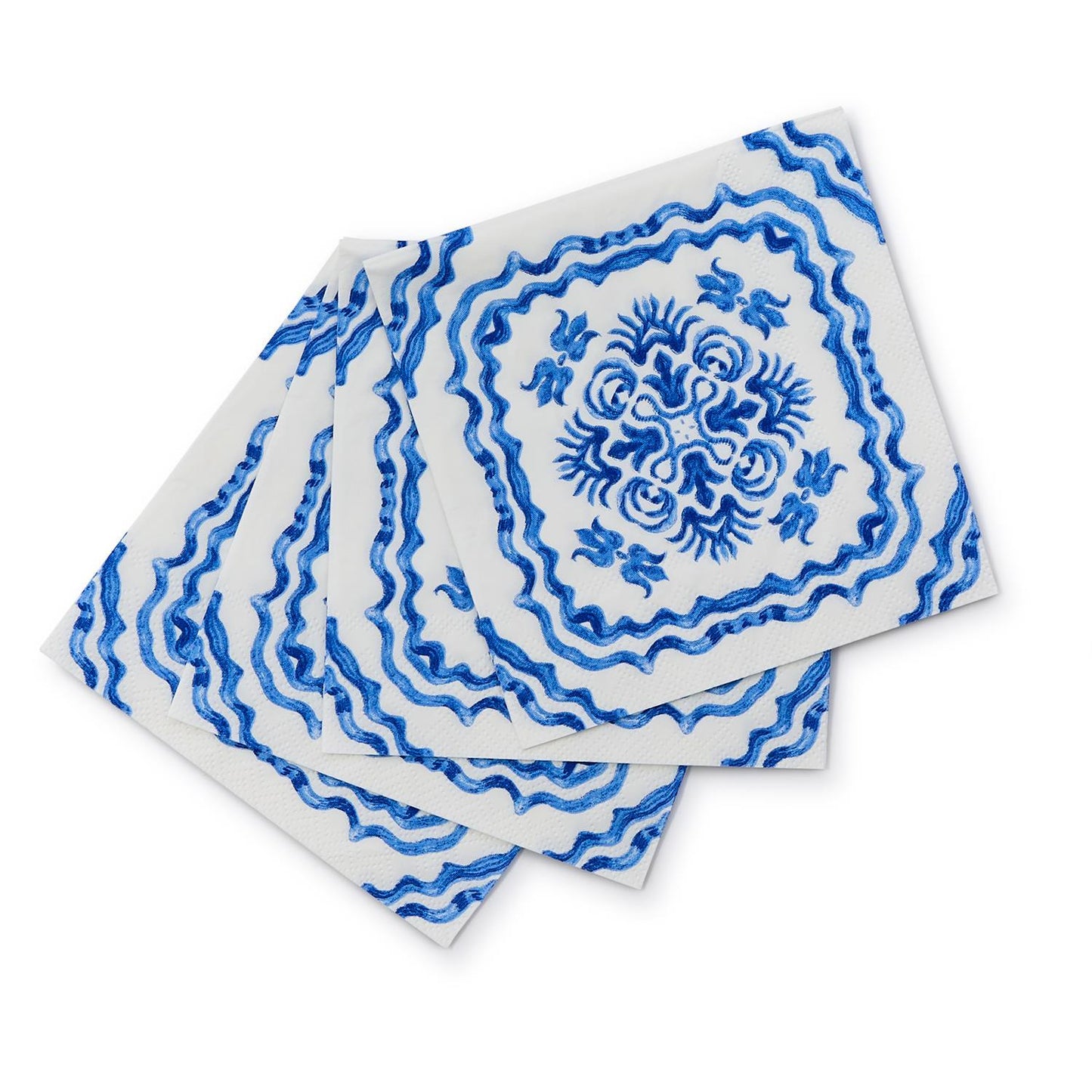 Blue Tile Block Cocktail Napkin