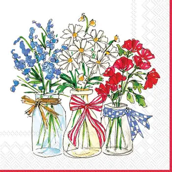 Patriotic Floral Cocktail Napkin