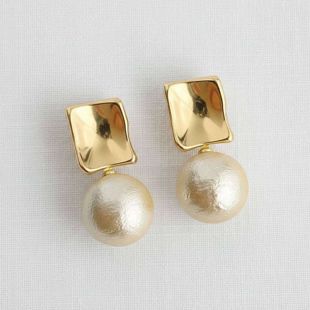 Geometric Pearl Earrings