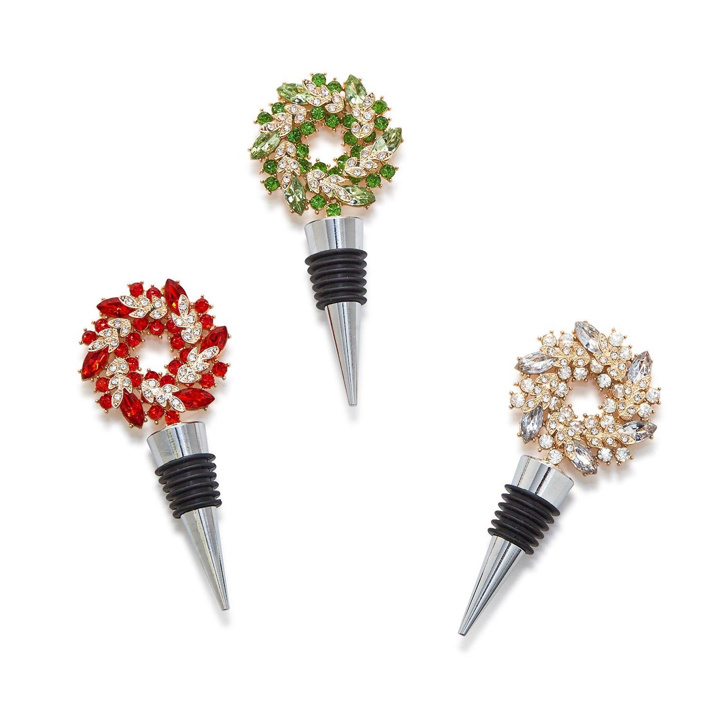 Holiday Jeweled Wreath Bottle Stopper