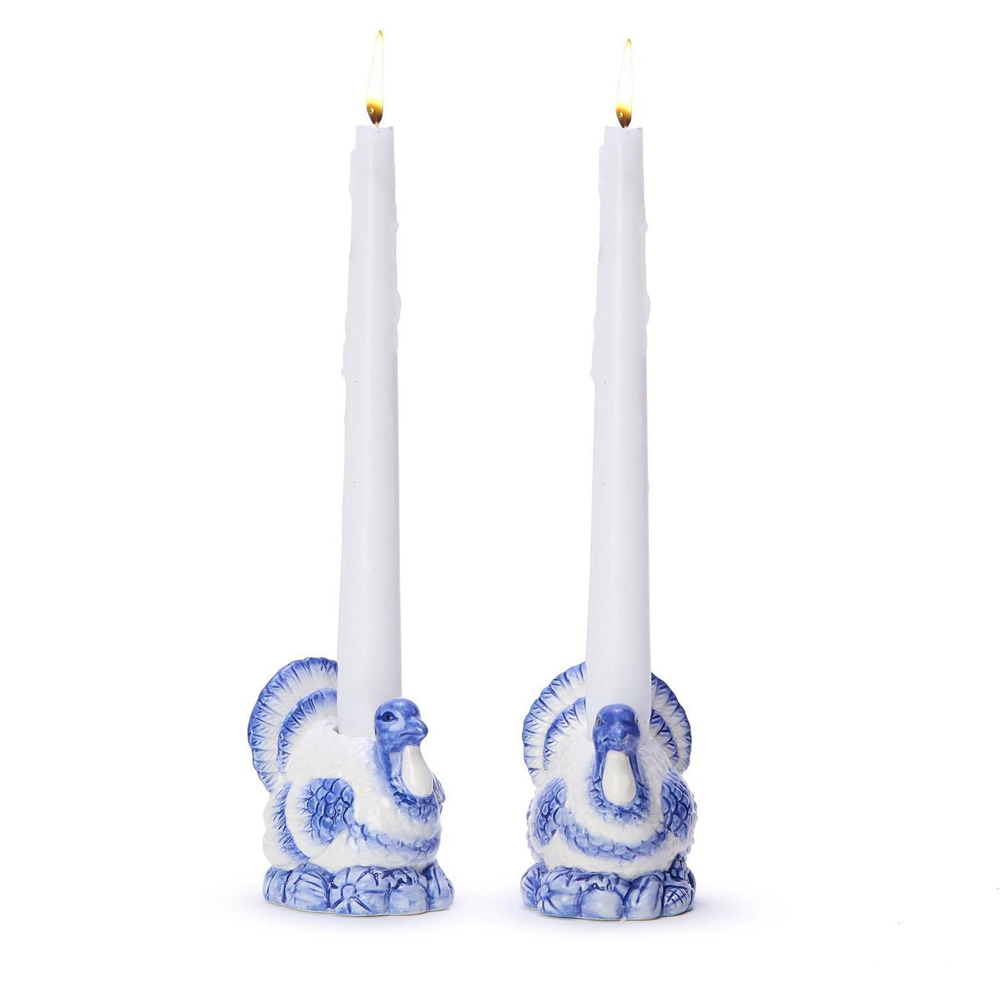 Blue & White Turkey Candle Holder