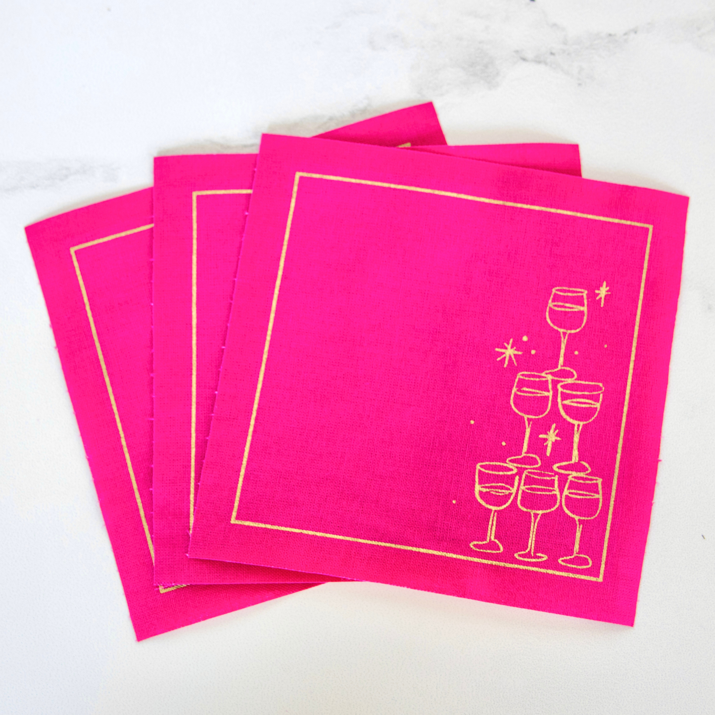 Cotton Cocktail Napkin Roll: Blush Bubbles