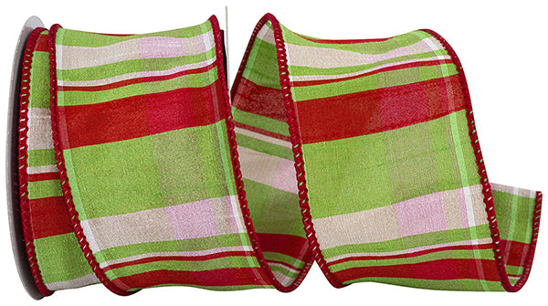 Lime Plaid Dupioni
