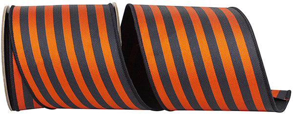 Stripe Black & Orange Dupioni