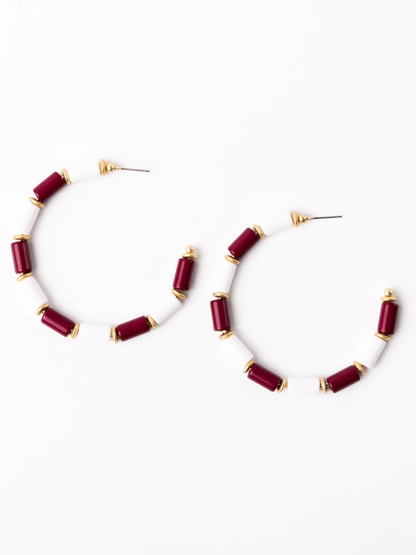 Earrings Cara Maroon and White L