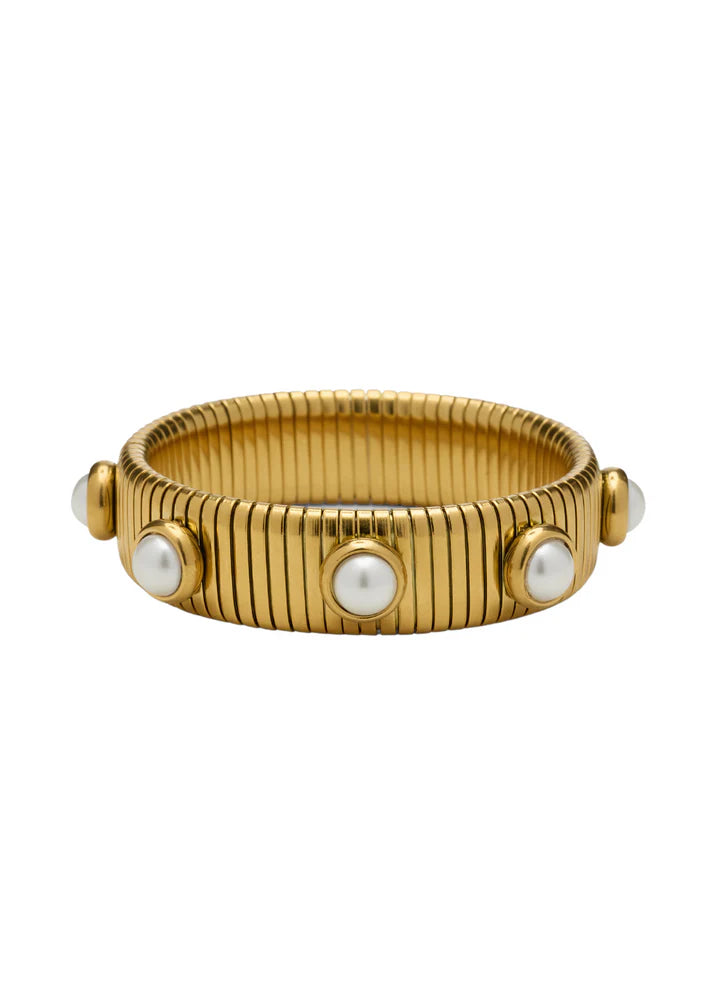 Pearl Tube Bracelet Gold