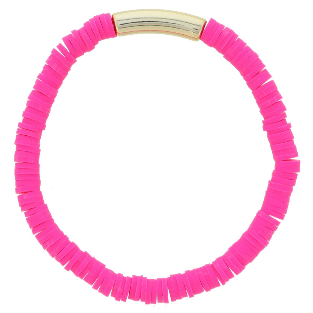 Hot Pink Gold Tube Beaded Bracelet