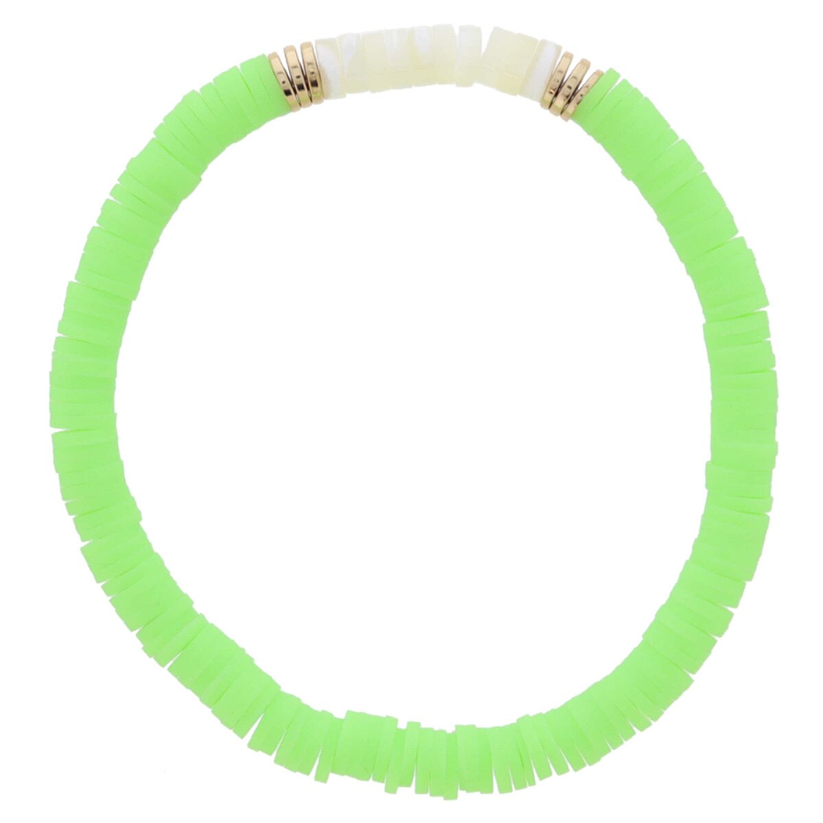 Lime Rubber Beaded Shell Bracelet