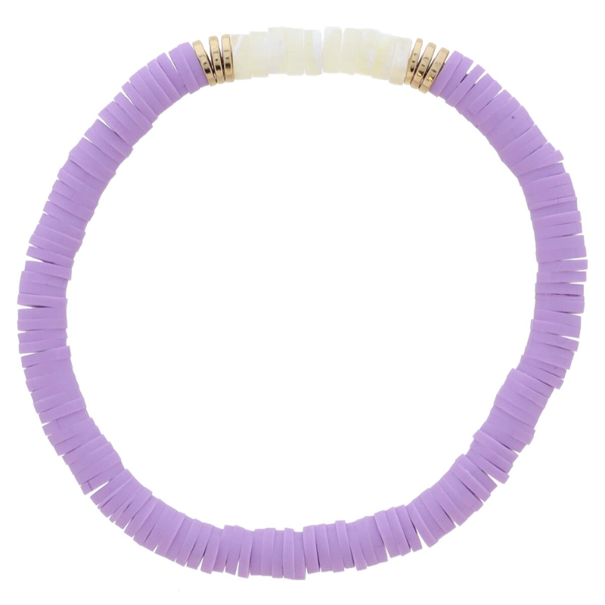 Lavender Rubber Sequin Beaded White Portion Bracelet