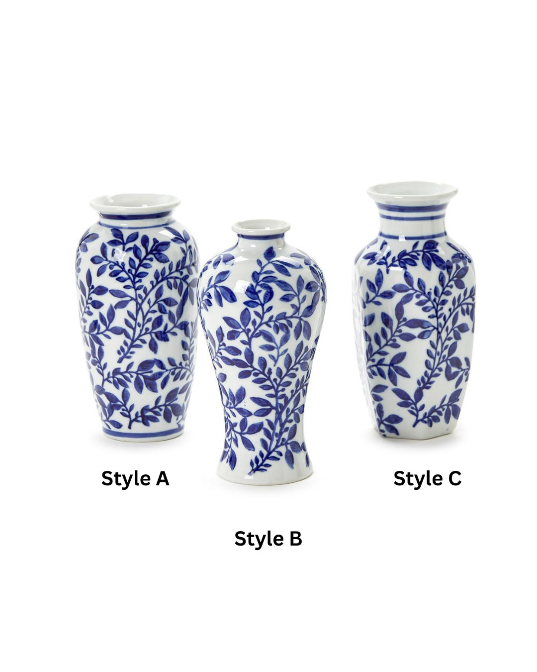 Hand-Painted Blue and White Chinoiserie Vase