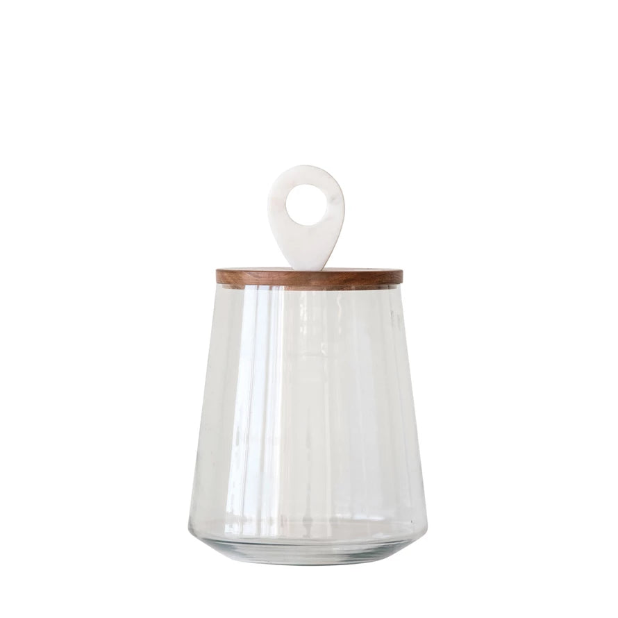 Wood Lidded Glass Jar