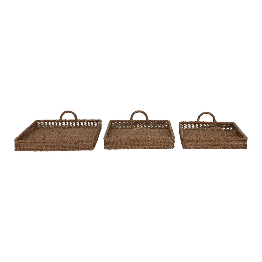 Hand-Woven Trays with Handles