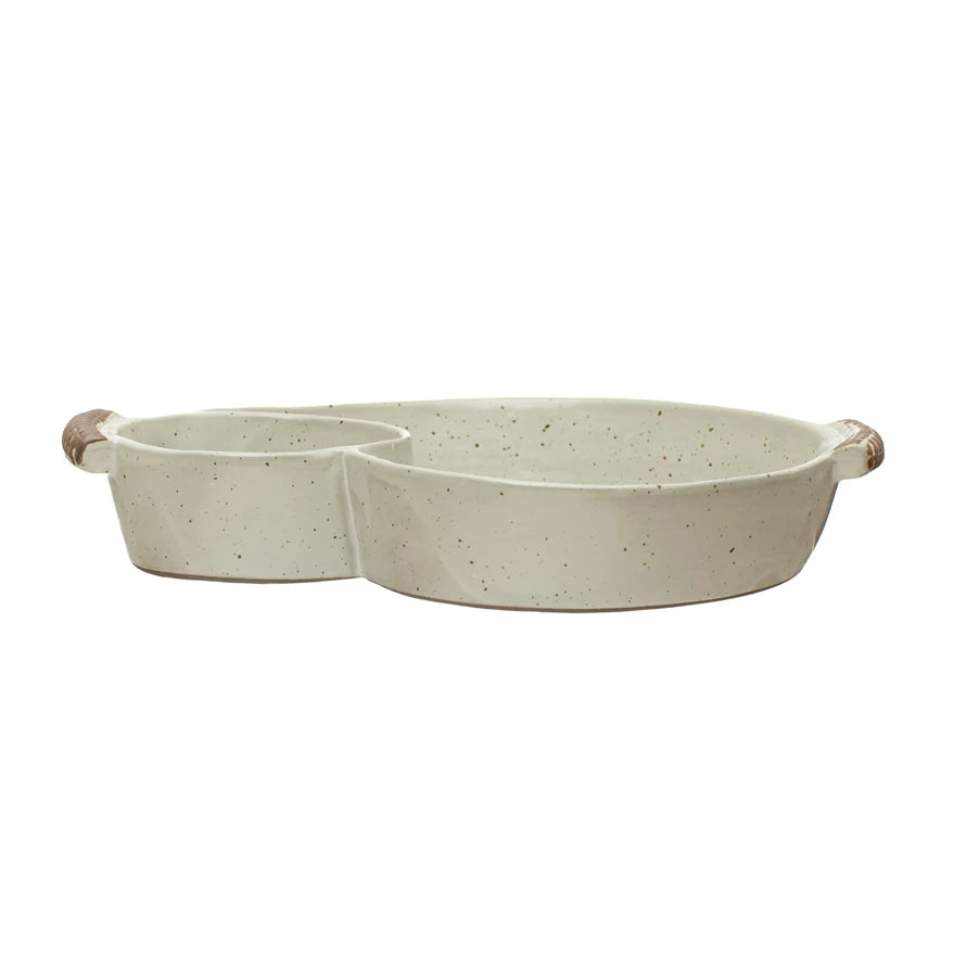 Stoneware 2 Section Dish