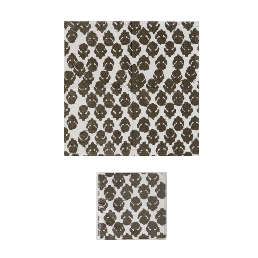 Black Floral Paper Napkins
