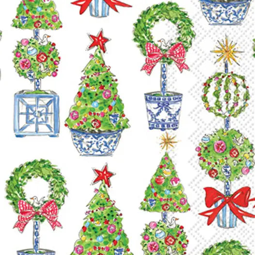 Bright Topiary Trees Guest Napkin