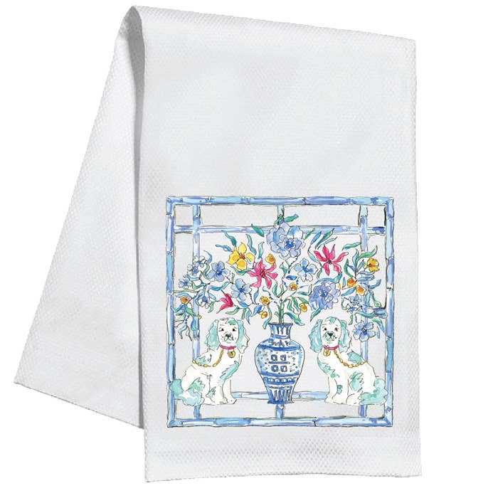 Teal Staffordshire Dogs Kitchen Towel