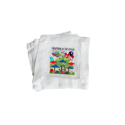 Saturdays in the Grove Linen Cocktail Napkin