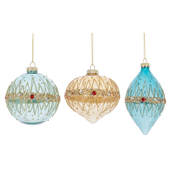 Jeweled Holiday Shape Orn