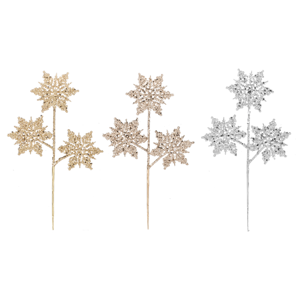 Glittered Snowflake Pick