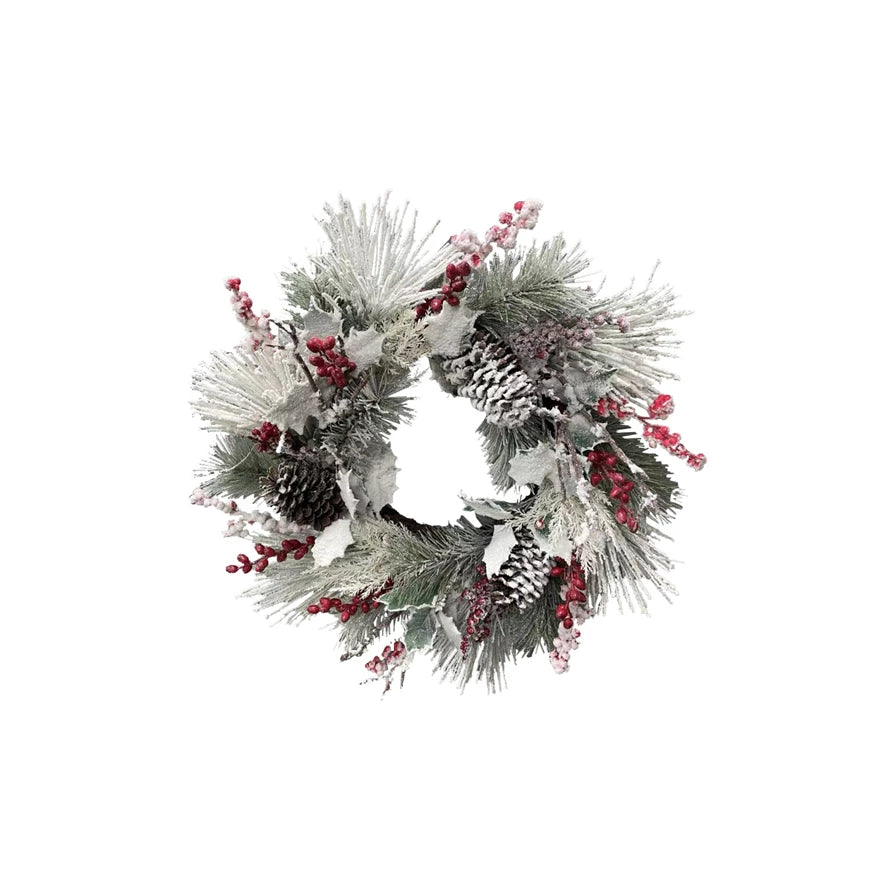 Faux Pine& Holly Wreath