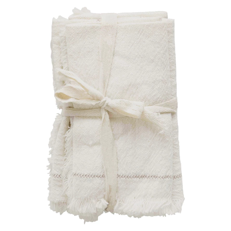Cream Fringe Napkin Set
