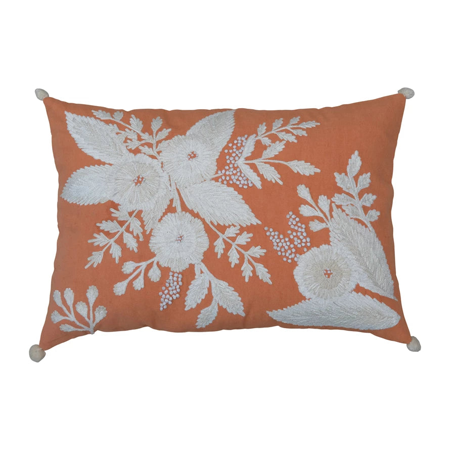Embroidered Lumbar Pillow