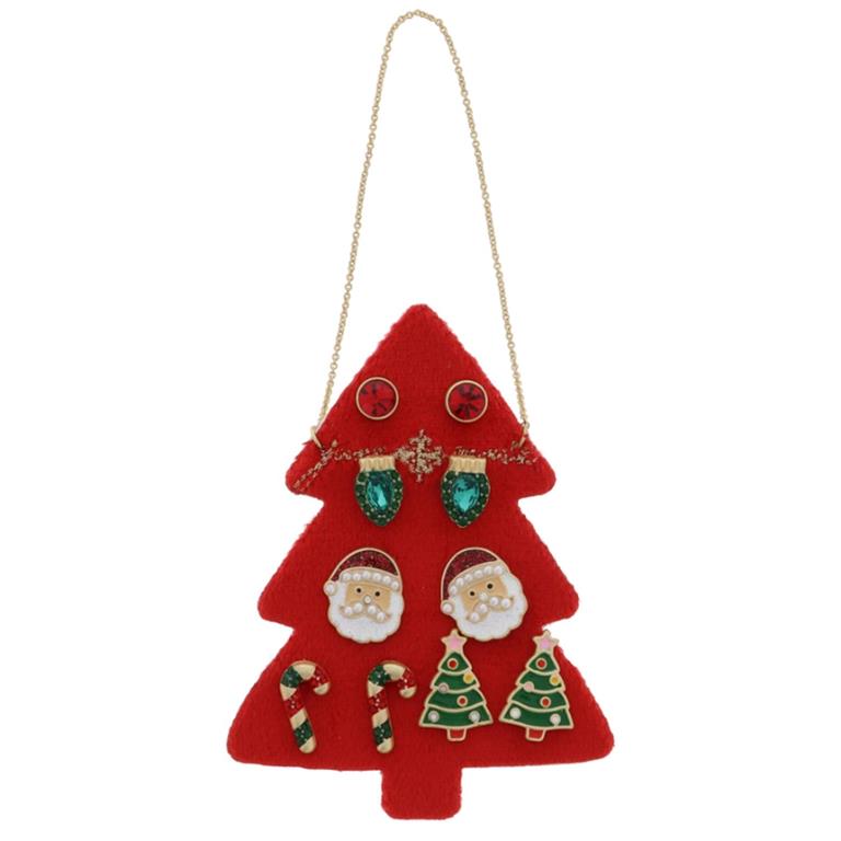 5 Stud Christmas Tree Earrings