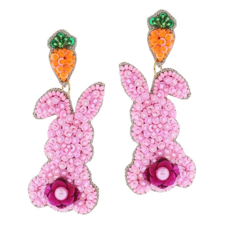 Beaded Carrot & Bunny Earring