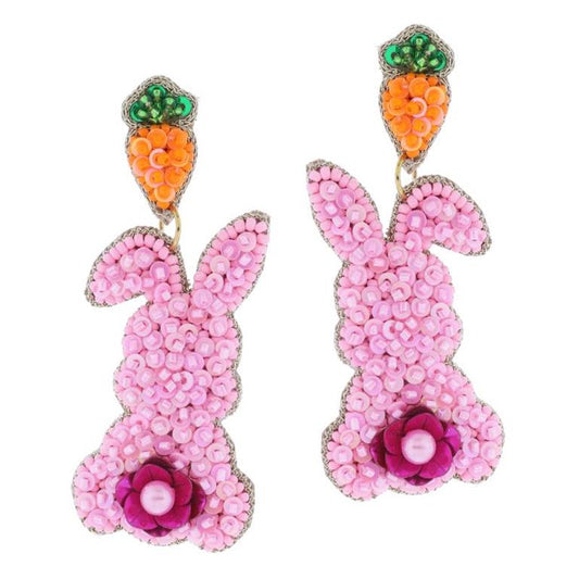 Beaded Carrot & Bunny Earring