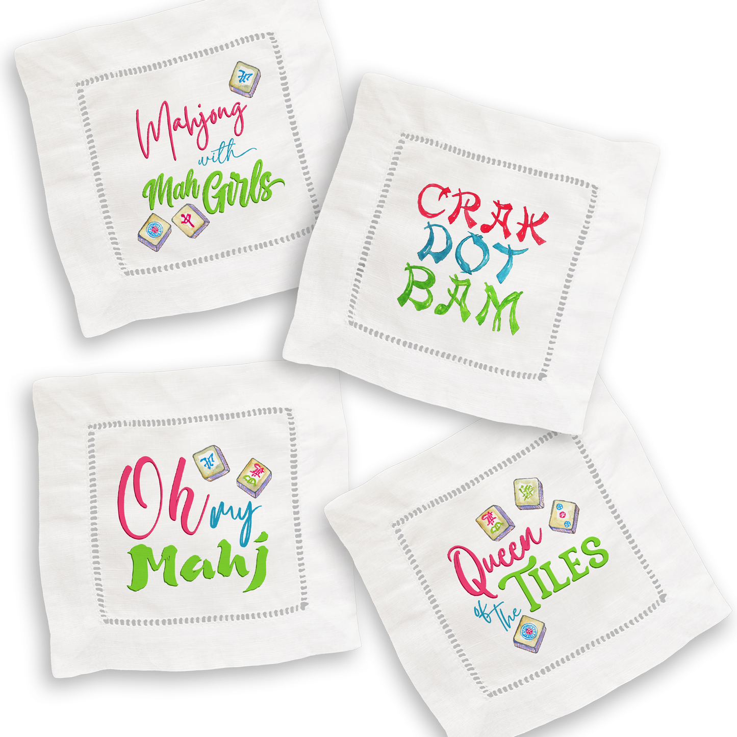 Mahjong Mixed Linen Cocktail Napkin Set