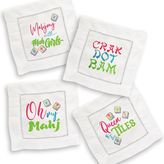 Mahjong Mixed Linen Cocktail Napkin Set