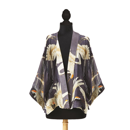 Heron Charcoal Short Kimono