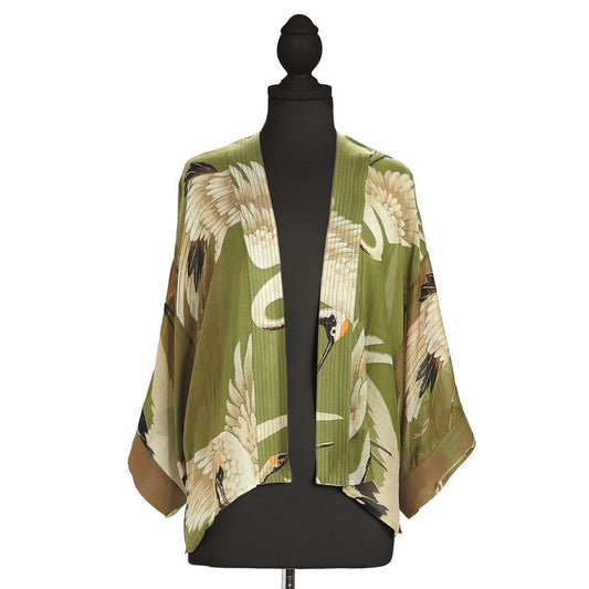 Heron Green Short Kimono