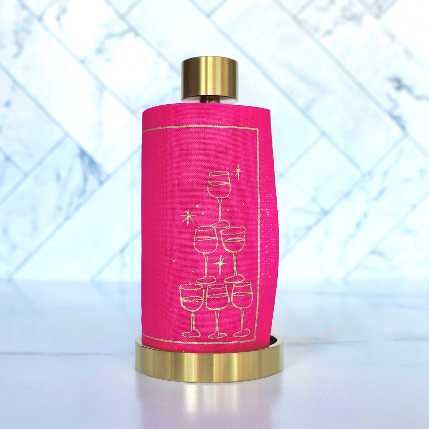 Cotton Cocktail Napkin Roll: Blush Bubbles