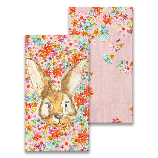 Rabbit Face and Flowers Guest Towel