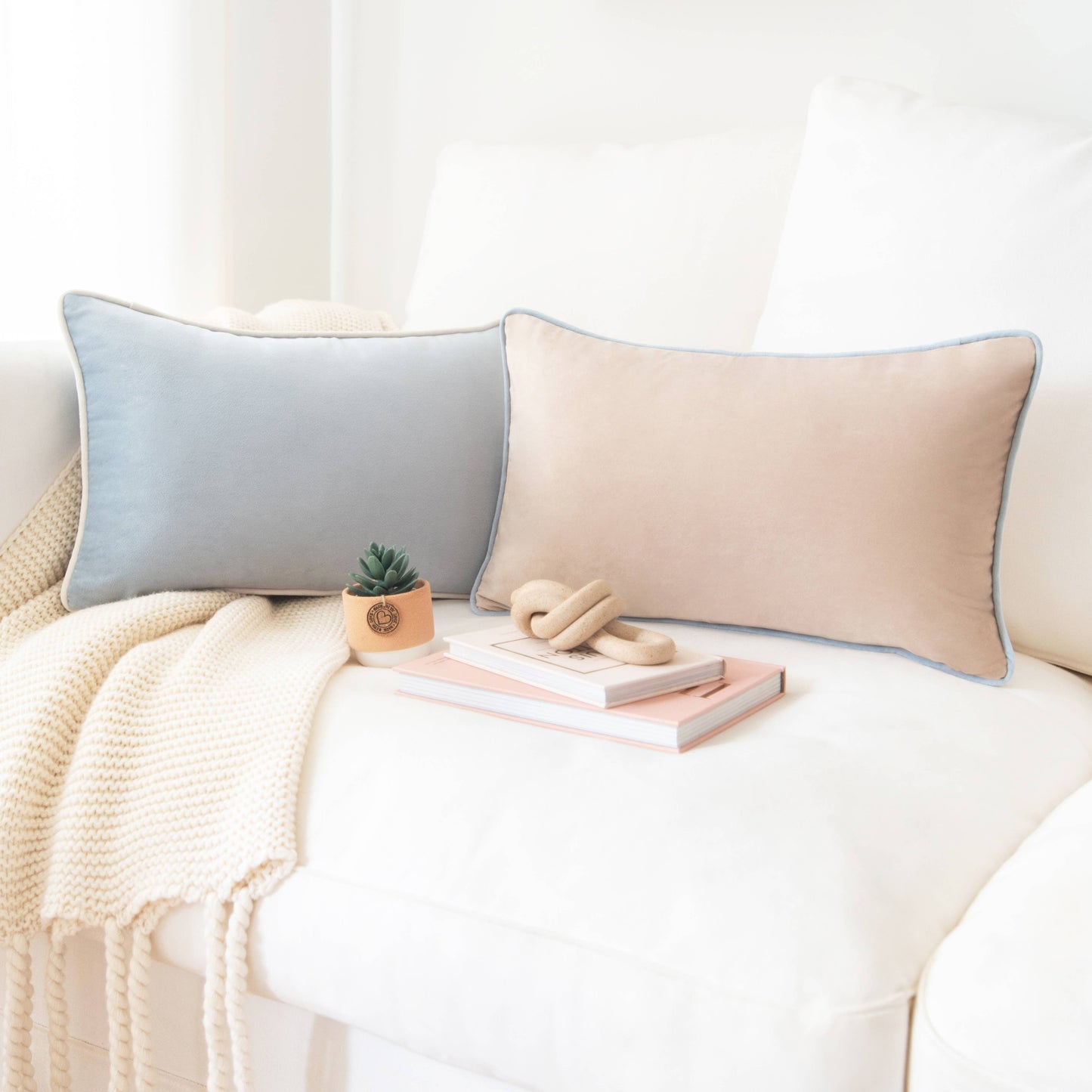 Monteverde Pillow Covers Beige/Light Blue
