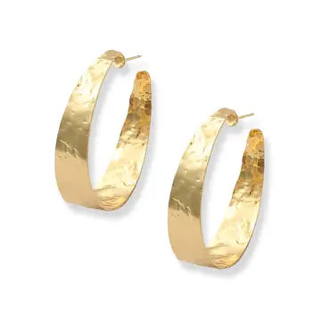 Gold Laura Hammered Hoop Earring