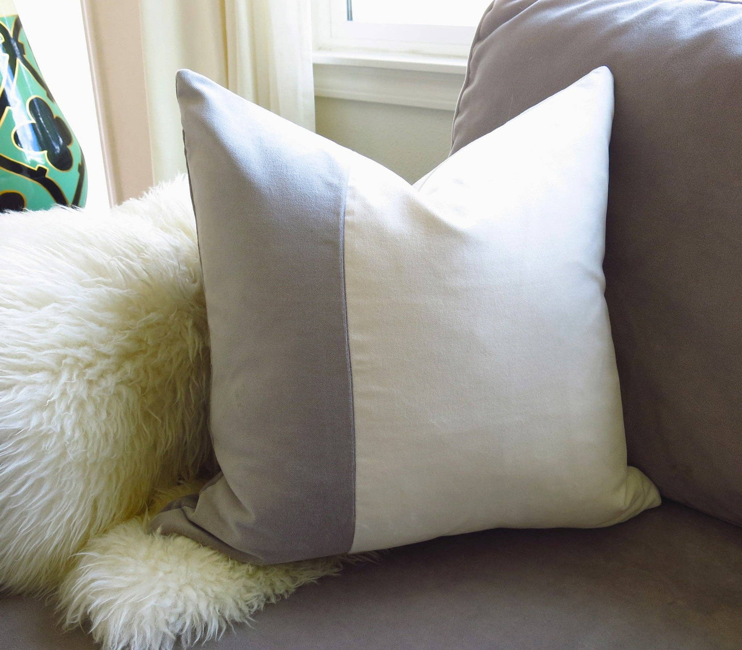 Colorblock Velvet Pillow Cover