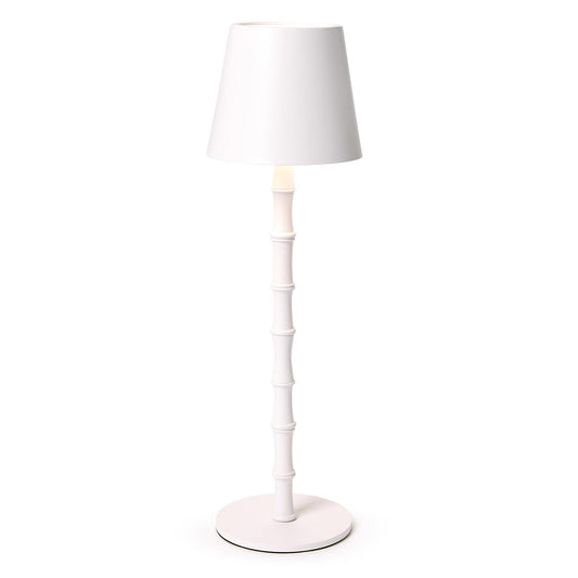 Cordless White Bamboo Table Lamp