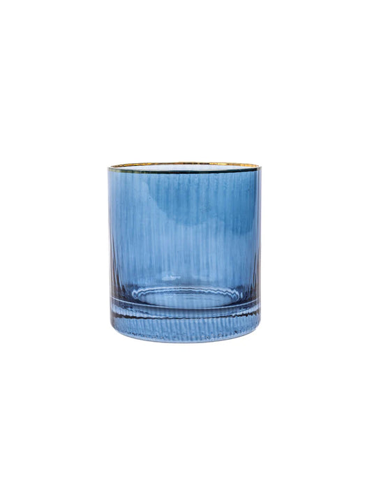 Glass Highball Ribbed Blue