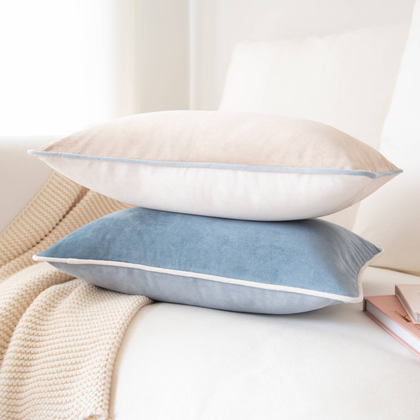 Monteverde Pillow Covers Beige/Light Blue