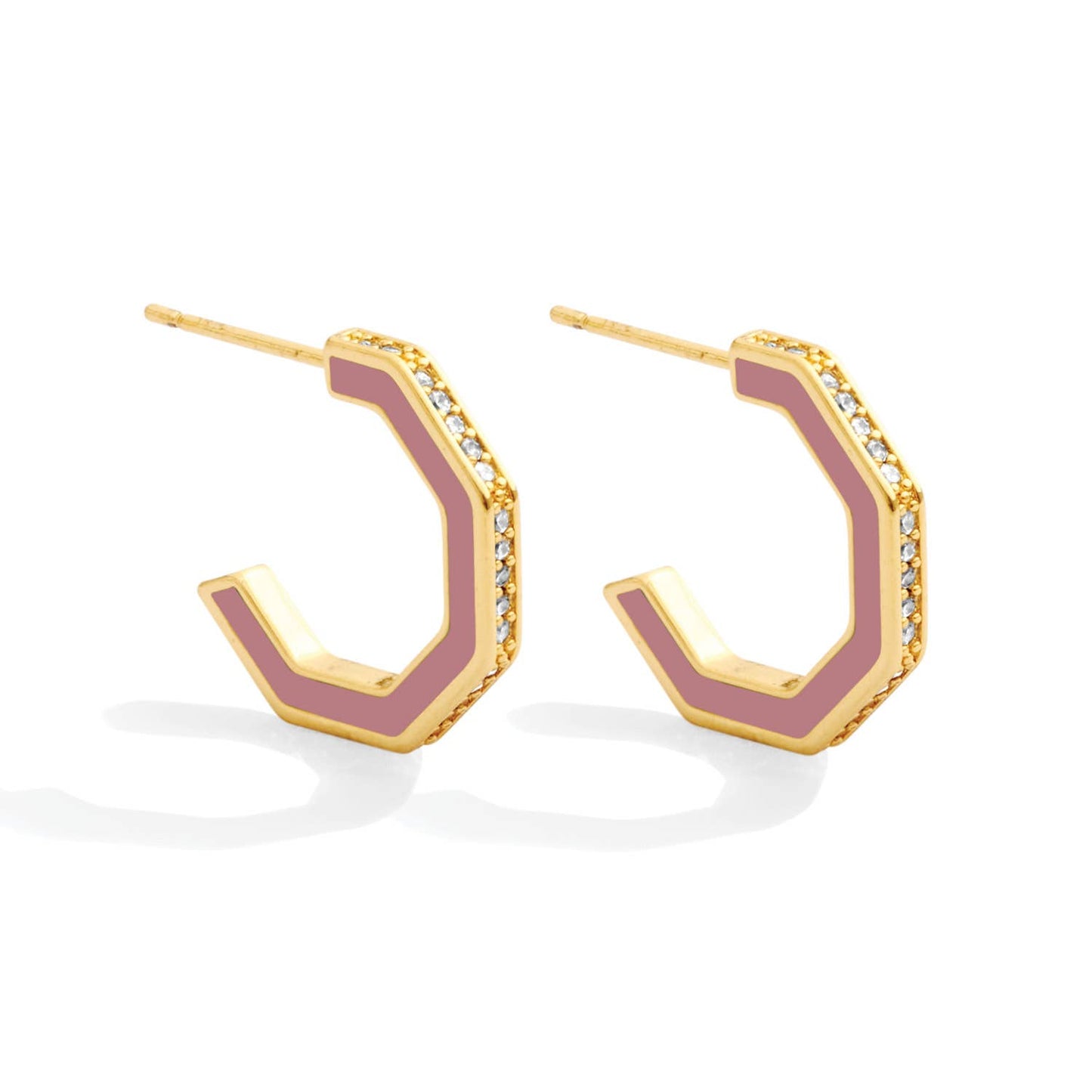 Pave Colorful Hexagon Earrings