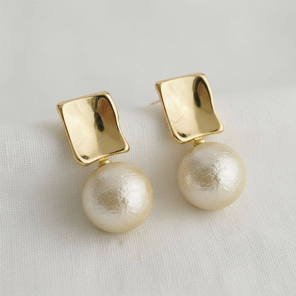 Geometric Pearl Earrings
