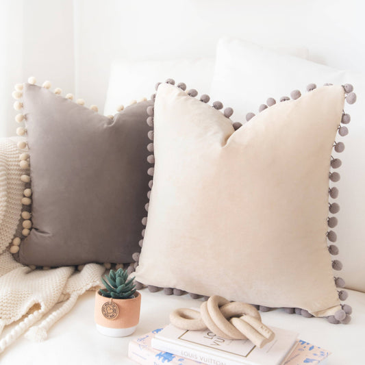 Colibri Pillow - Stone Gray/Beige Cream