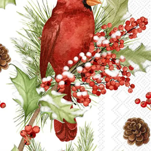 Cardinals in Holly Guest Napkin